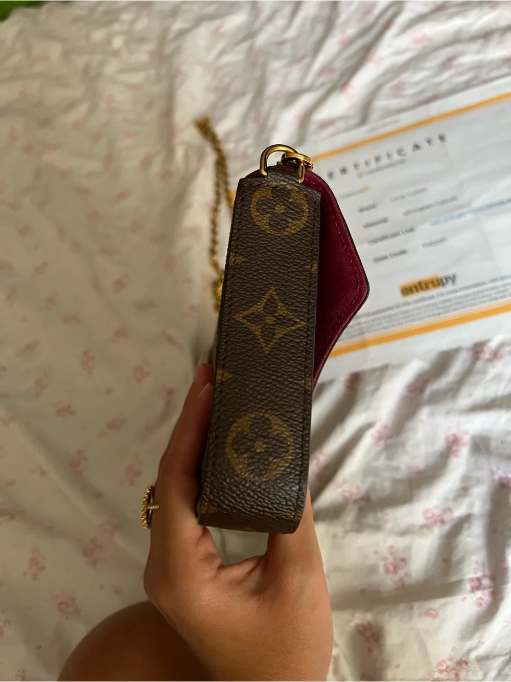Louis Vuitton Monogram Canvas Chain Crossbody - Brown with Gold Chain